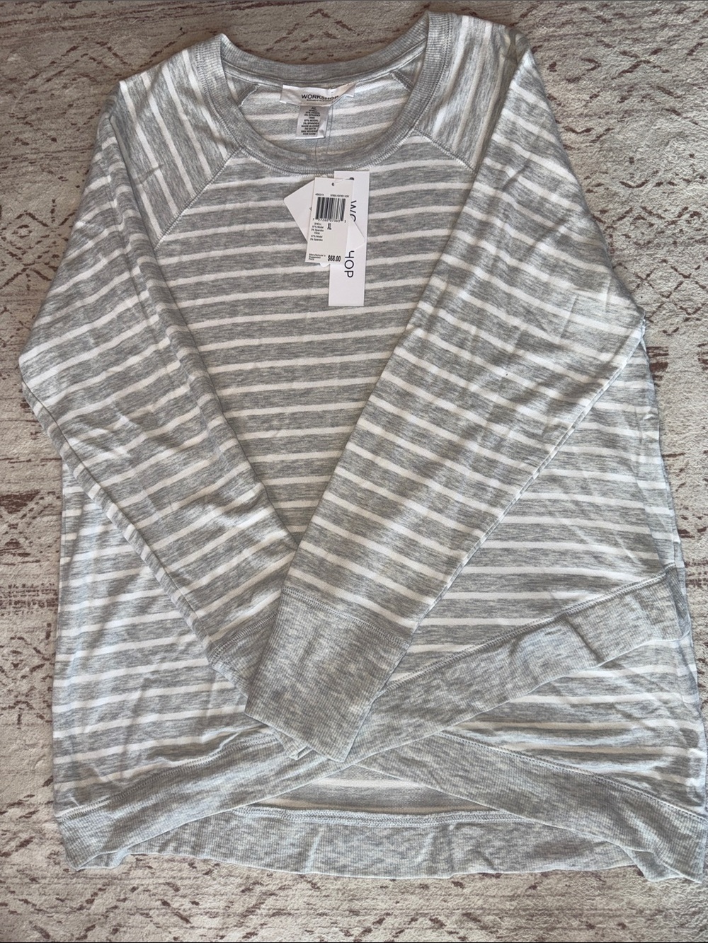 Workshop Republic Clothing Gray & White Striped Long-Sleeve Tee